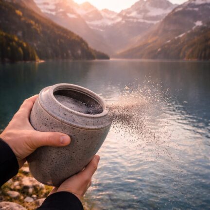 Asche wird &uuml;ber einen See gestreut
